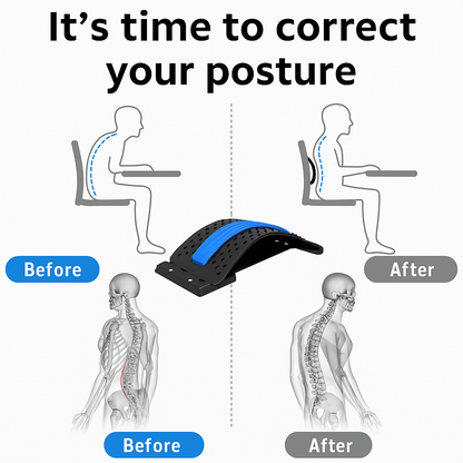Multi-Level Back Stretcher Posture Corrector Device for Back Pain Relief with Back Support Mate Magic Back Stretching Massage (Blue)