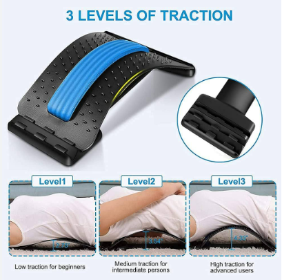 Multi-Level Back Stretcher Posture Corrector Device for Back Pain Relief with Back Support Mate Magic Back Stretching Massage (Blue)
